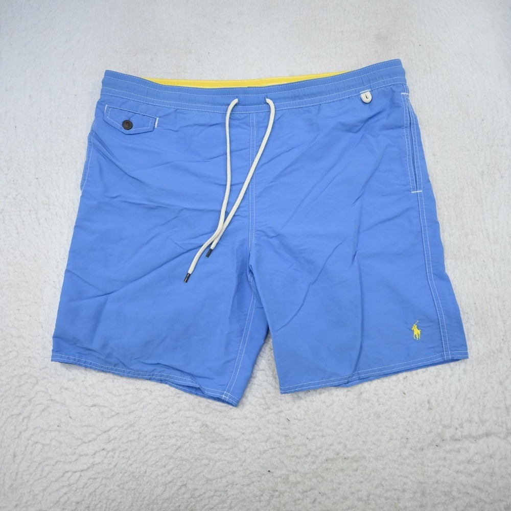 Polo Ralph Lauren Swim Trunks Blue Netted W/ Pockets Mens Size Large 8"